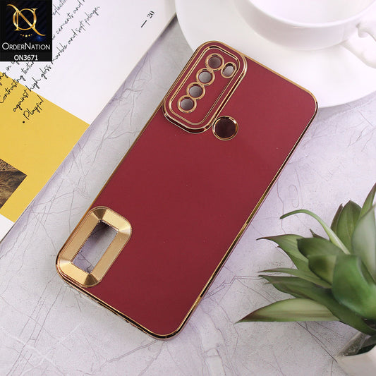 Xiaomi Redmi Note 8 Cover - Maroon - All New Electroplating Borders With Logo Hole Protective Soft Silicon Case