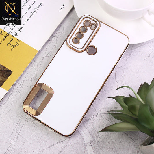 Xiaomi Redmi Note 8 Cover - White - All New Electroplating Borders With Logo Hole Protective Soft Silicon Case