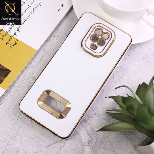Xiaomi Redmi Note 9S Cover - White - All New Electroplating Borders With Logo Hole Protective Soft Silicon Case