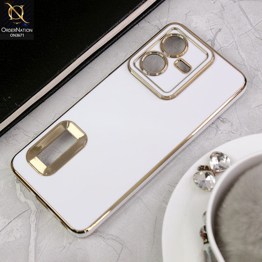 Vivo Y22 Cover - White -All New Electroplating Borders With Logo Hole Protective Soft Silicon Case