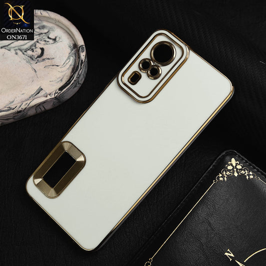 Vivo Y33 Cover - White -  All New Electroplating Borders With Logo Hole Protective Soft Silicon Case