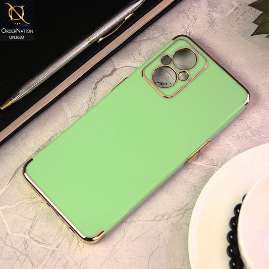 Oppo Reno 7Z 5G Cover - Light Green - Electroplated Shiny Borders Soft Silicon Camera Protection Case