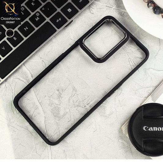 Oppo K10 5G Cover - Black - New Electroplating Camera Ring Colored Soft Silicon Borders Protective Clear Back Case