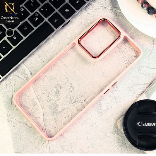 Oppo K10 5G Cover - Pink - New Electroplating Camera Ring Colored Soft Silicon Borders Protective Clear Back Case
