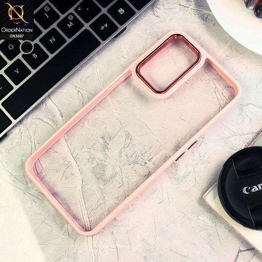 Oppo Reno 7Z 5G Cover - Pink - New Electroplating Camera Ring Colored Soft Silicon Borders Protective Clear Back Case
