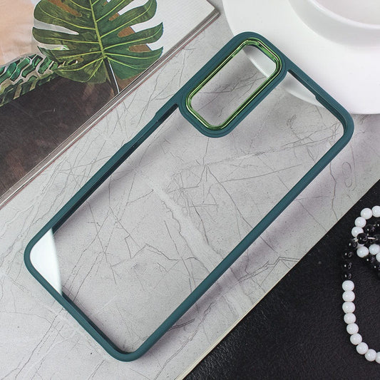 Vivo Y20i Cover - Green - New Electroplating Camera Ring Colored Soft Silicon Borders Protective Clear Back Case