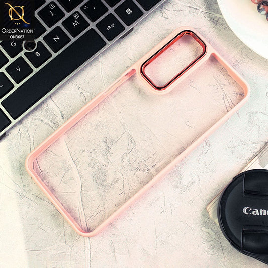 Vivo Y51s Cover - Pink - New Electroplating Camera Ring Colored Soft Silicon Borders Protective Clear Back Case