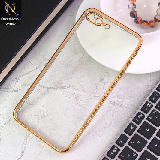 iPhone 8 Plus / 7 Plus Cover - Golden - Luxury Look Colour Borders Semi -Transparent Soft Silicone Case With Camera Protection