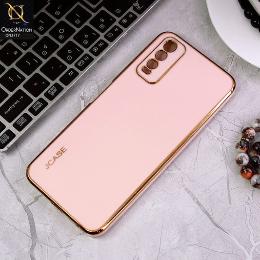 Vivo Y20i Cover - Pink - J-Case New Electroplating Borders  Camera Protection Soft Silicon Case