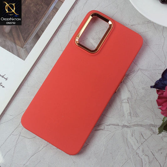 Oppo A96 4G Cover - Red -Electroplated Camera Border Soft Silicon Case