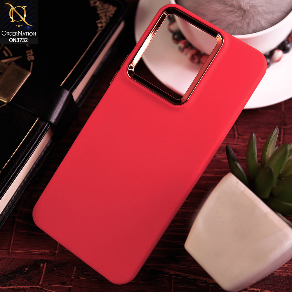 Vivo Y22s Cover - Red -Electroplated Camera Border Soft Silicon Case