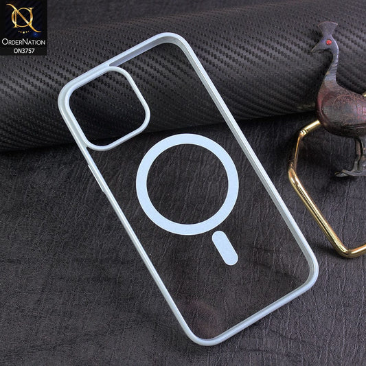 iPhone 14 Pro Max Cover - Sierra Blue - New Shinny Colored Soft Silicon Borders Clear Back Case ( Magsafe Notification not enabled )