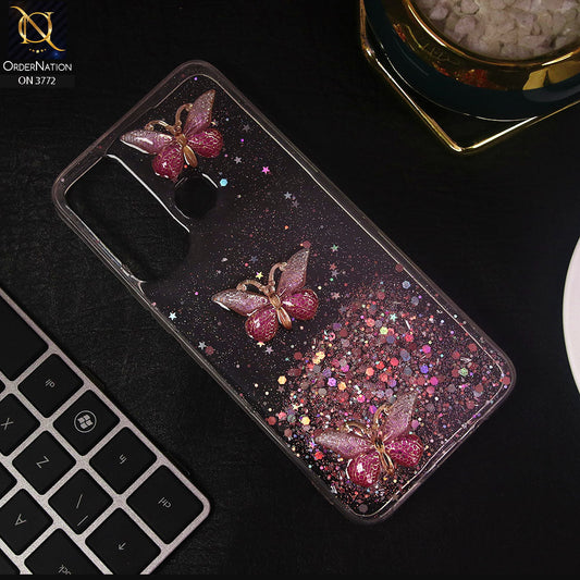 Infinix Hot 11 2022 Cover - Pink - Shiny Butterfly Glitter Bling Soft Case (Glitter does not move)