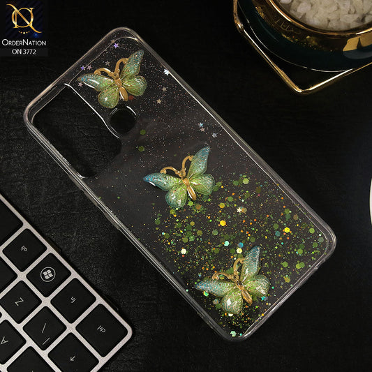 Infinix Hot 20i Cover - Green - Shiny Butterfly Glitter Bling Soft Case (Glitter does not move)
