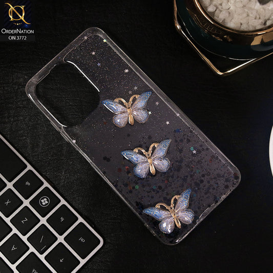 Infinix Hot 30 Cover - Black - Shiny Butterfly Glitter Bling Soft Case (Glitter does not move)