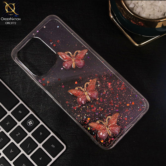 Infinix Hot 30i Cover - Red - Shiny Butterfly Glitter Bling Soft Case (Glitter does not move)