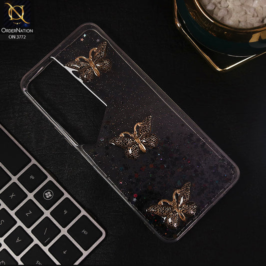 Tecno Pova Neo 2 Cover - Black - Shiny Butterfly Glitter Bling Soft Case (Glitter does not move)