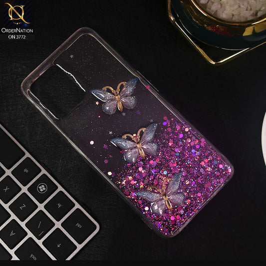 Realme Narzo 50 4G Cover - Blue - Shiny Butterfly Glitter Bling Soft Case (Glitter does not move)