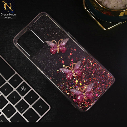 Realme Narzo 50 4G Cover - Pink - Shiny Butterfly Glitter Bling Soft Case (Glitter does not move)