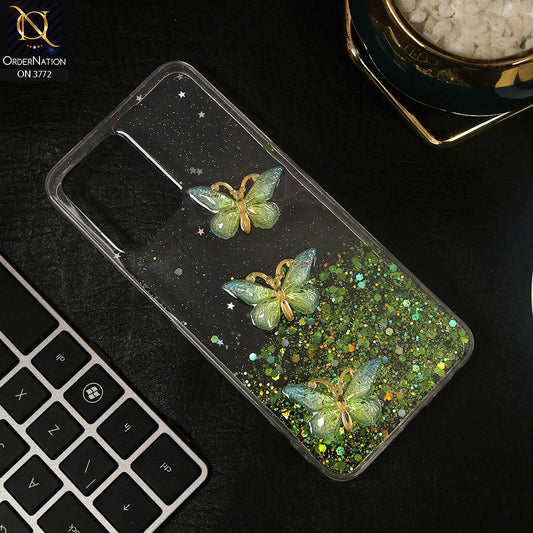Realme C30 Cover - Black - Shiny Butterfly Glitter Bling Soft Case (Glitter does not move)