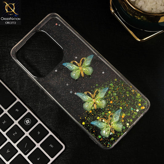 Infinix Smart 7 HD Cover - Green - Shiny Butterfly Glitter Bling Soft Case (Glitter does not move)