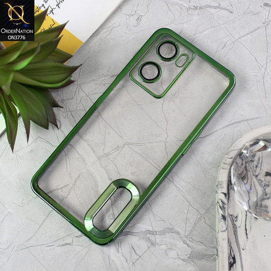 Oppo A57s Cover - Green - Electroplating Borders Logo Hole Camera Lens Protection Soft Silicone Case