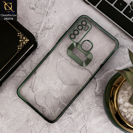 Infinix Hot 9 - Green - Electroplating Borders Logo Hole Camera Lens Protection Soft Silicone Case