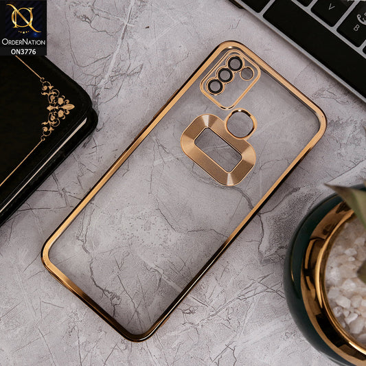 Infinix Hot 10 Lite - Gold - Electroplating Borders Logo Hole Camera Lens Protection Soft Silicone Case