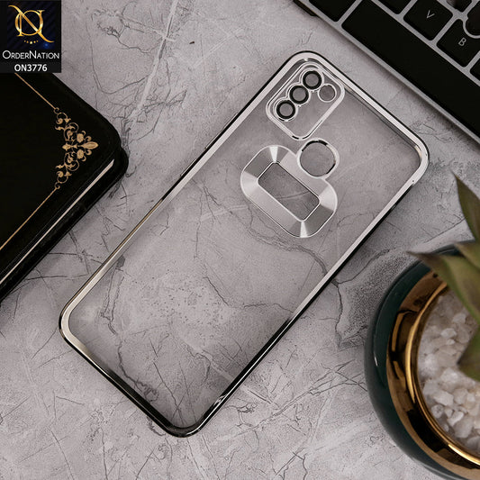 Infinix Hot 10 Lite - Silver - Electroplating Borders Logo Hole Camera Lens Protection Soft Silicone Case