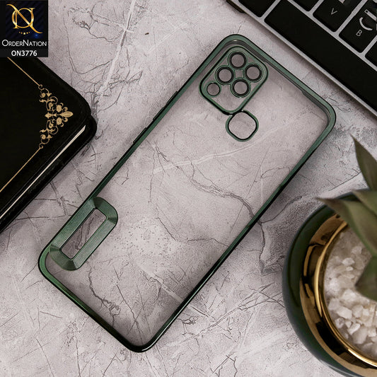 Infinix Hot 10T - Green - Electroplating Borders Logo Hole Camera Lens Protection Soft Silicone Case