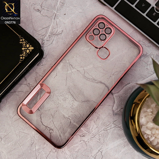 Infinix Hot 10T - Rose Gold - Electroplating Borders Logo Hole Camera Lens Protection Soft Silicone Case