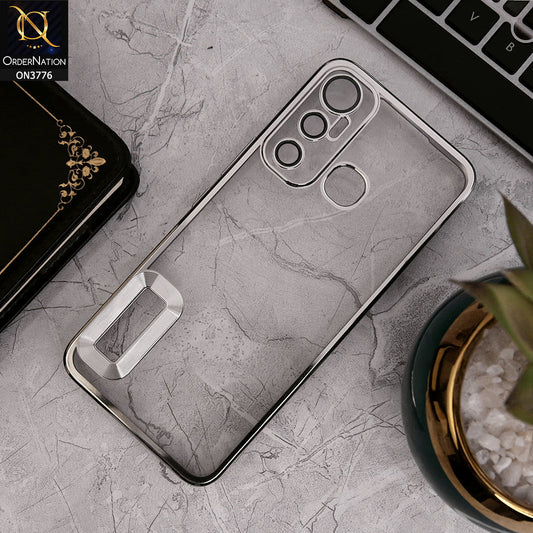Infinix Hot 11 - Silver - Electroplating Borders Logo Hole Camera Lens Protection Soft Silicone Case
