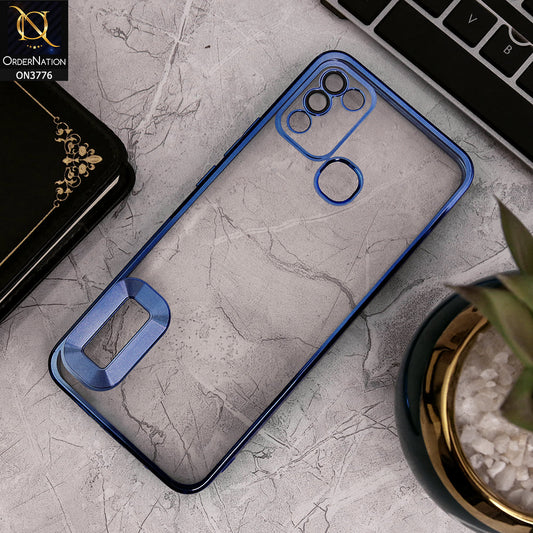 Infinix Hot 11 Play - Blue - Electroplating Borders Logo Hole Camera Lens Protection Soft Silicone Case