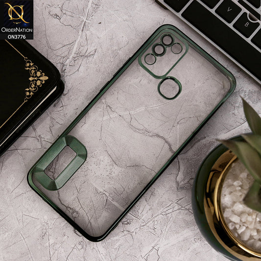 Infinix Hot 11 Play - Green - Electroplating Borders Logo Hole Camera Lens Protection Soft Silicone Case