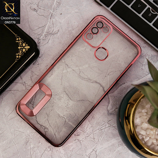 Infinix Hot 11 Play - Rose Gold - Electroplating Borders Logo Hole Camera Lens Protection Soft Silicone Case