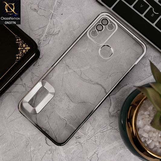 Infinix Hot 11 Play - Silver - Electroplating Borders Logo Hole Camera Lens Protection Soft Silicone Case