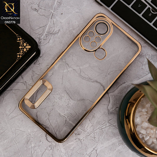Infinix Hot 11s - Gold - Electroplating Borders Logo Hole Camera Lens Protection Soft Silicone Case