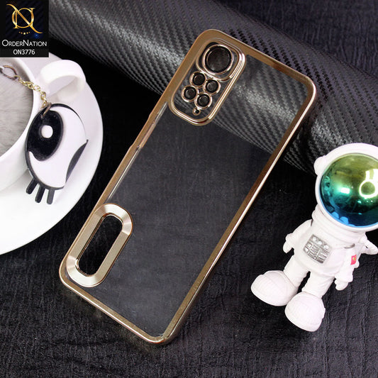 Xiaomi Redmi Note 11 Cover - Golden -  Electroplating Borders Logo Hole Camera Lens Protection Soft Silicone Case
