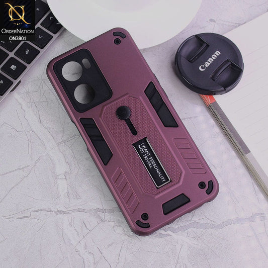Oppo A57e Cover - Burgundy - Hybrid Stylish Slide Finger Grip With Metal Kickstand Soft Borders Case
