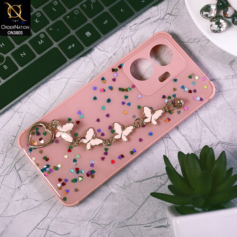 Vivo Y55 4G Cover Pink Shiny Glitter Candy Color Soft Border