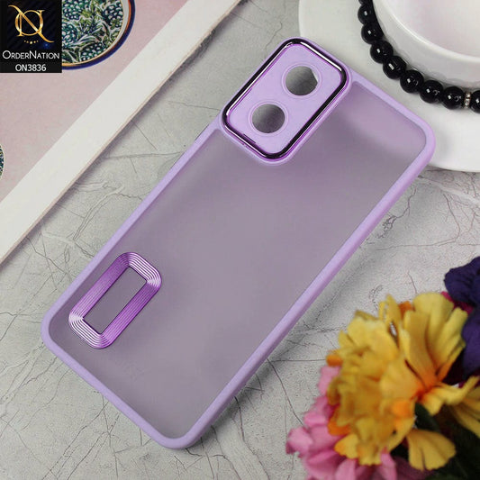 Vivo Y02s Cover - Light Purple - New Crystal CD Crome Case With Electroplating Camera Ring Soft Silicone Case