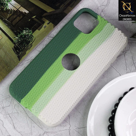 iPhone 11 Pro Max Cover - Green - New Ziggy Design Rainbow Series Soft Silicone Logo Hole Case