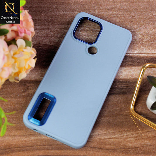 Xiaomi Redmi A1 Plus Cover - Stone Blue - New Soft Silicone Electroplating Camera Ring Chrome Logo Hole Case