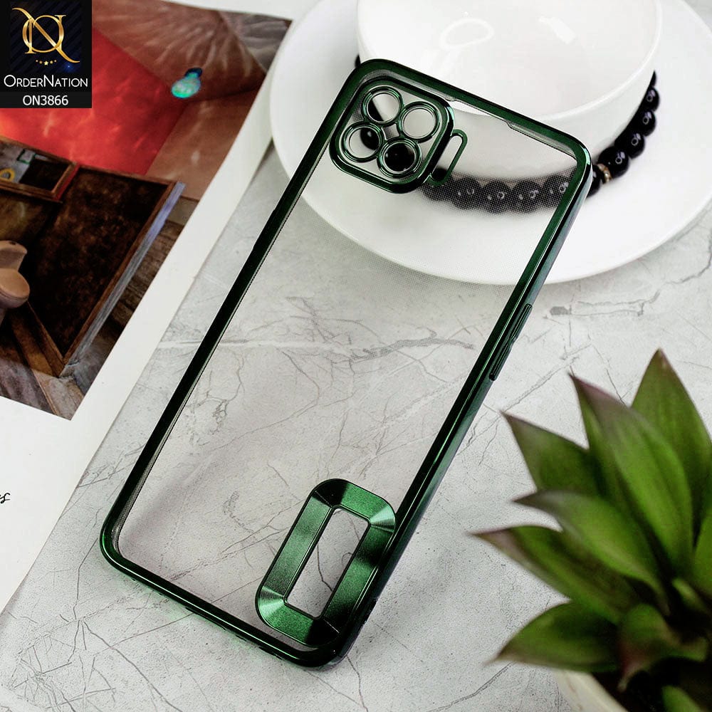 Oppo F17 Pro Cover Green Electroplating Borders Chrome Logo