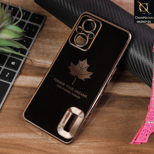 Oppo Reno 7 Lite Cover - Design 1 - New Electroplating Borders Maple Leaf Chrome logo Hole Camera Protective Soft Silicone Case