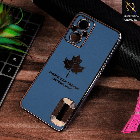 Oppo Reno 7 Lite Cover - Design 3 - New Electroplating Borders Maple Leaf Chrome logo Hole Camera Protective Soft Silicone Case