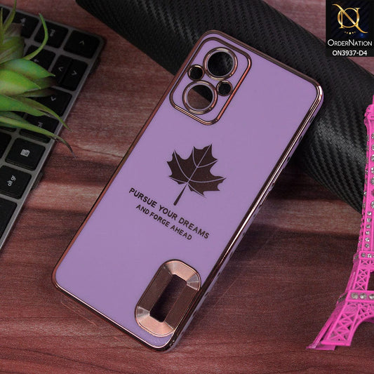 Oppo Reno 7 Lite Cover - Design 4 - New Electroplating Borders Maple Leaf Chrome logo Hole Camera Protective Soft Silicone Case