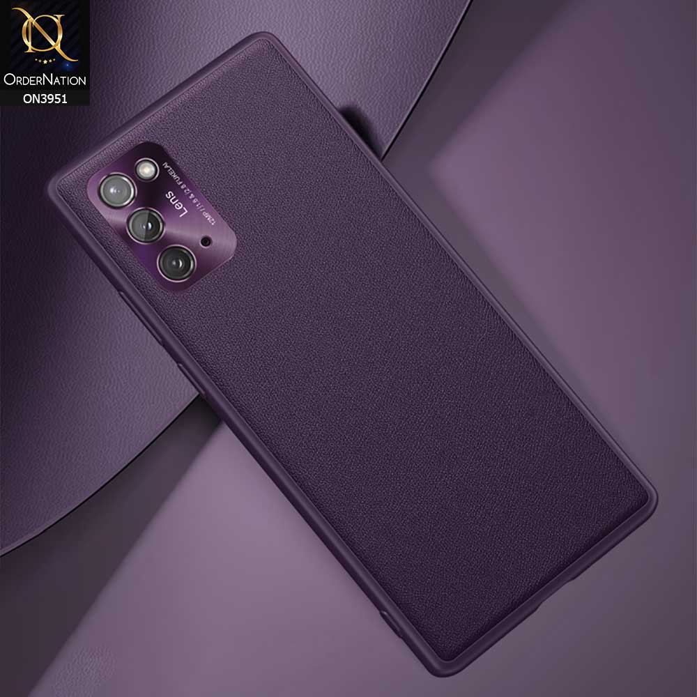 Samsung Galaxy Note 20 Cover - Purple - ONation Classy Leather Series - Minimalistic Classic Textured Pu Leather With Attractive Metallic Camera Protection Soft Borders Case