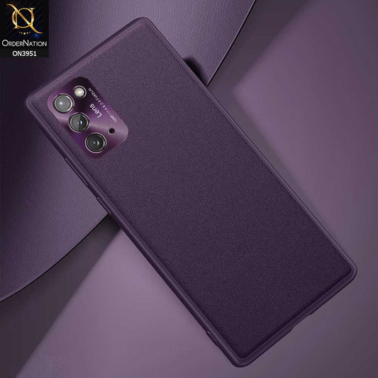 Samsung Galaxy Note 20 Cover - Purple - ONation Classy Leather Series - Minimalistic Classic Textured Pu Leather With Attractive Metallic Camera Protection Soft Borders Case