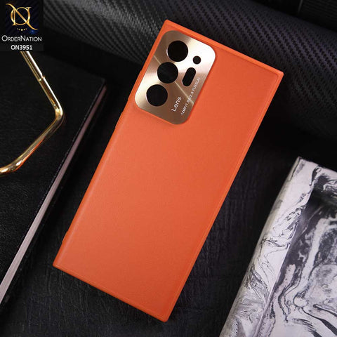 Samsung Galaxy Note 20 Cover - Orange - ONation Classy Leather Series - Minimalistic Classic Textured Pu Leather With Attractive Metallic Camera Protection Soft Borders Case